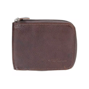 Carteira Masculina de Couro Legítimo Soft Café Zipper